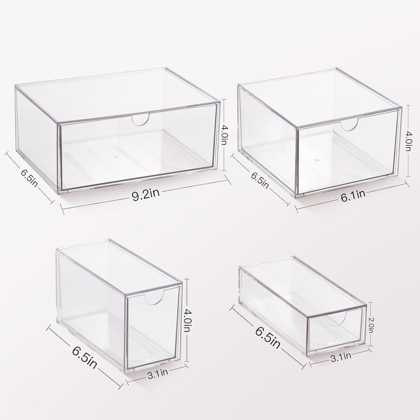 Desk Organizer with Drawers, Stackable Plastic Storage Drawers for Makeup or Desk Organization, Cabinets for Office Dressing Countertop Bathroom Bedroom (6 Packs)