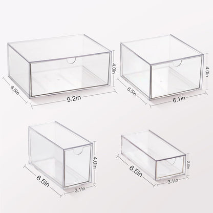 Desk Organizer with Drawers, Stackable Plastic Storage Drawers for Makeup or Desk Organization, Cabinets for Office Dressing Countertop Bathroom Bedroom (6 Packs)
