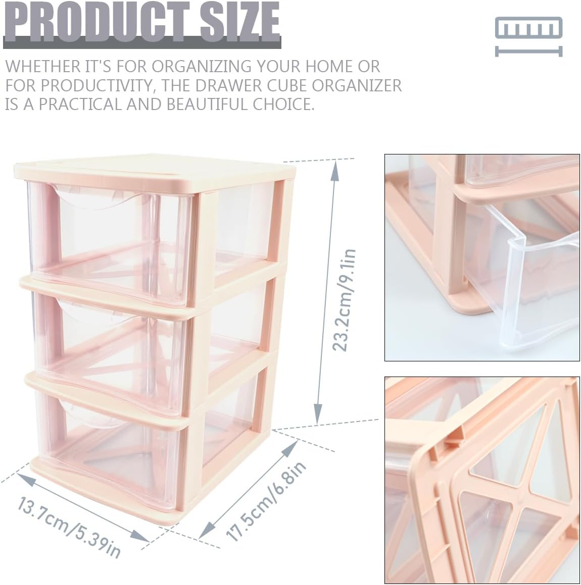 3 Layer Plastic Storage Drawer Bunny Transparent Cosmetic Organizer Rabbit Makeup Organizer Storage Container for Office School Home（White）