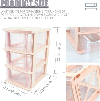 3 Layer Plastic Storage Drawer Bunny Transparent Cosmetic Organizer Rabbit Makeup Organizer Storage Container for Office School Home（White）