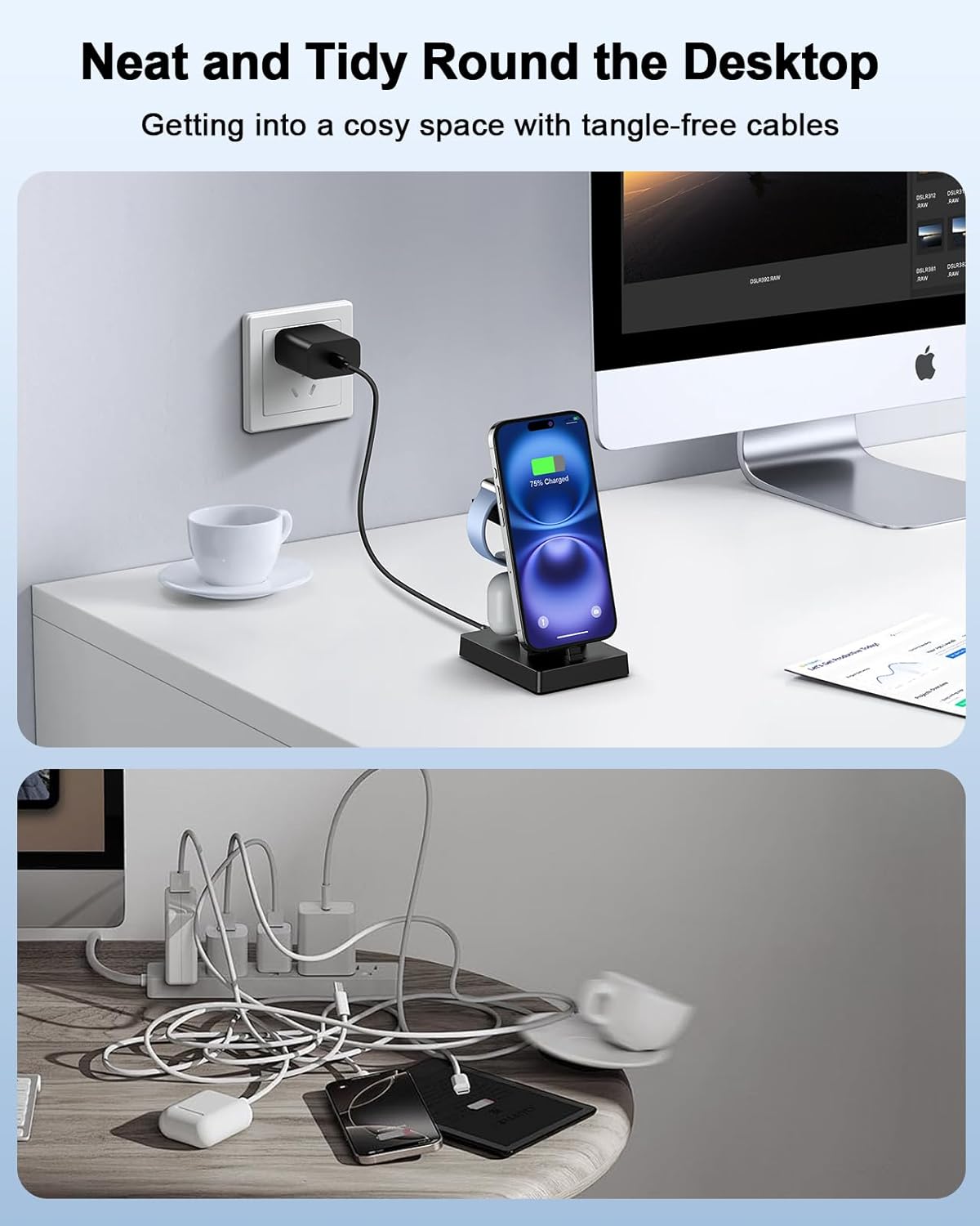 30W Fast Charging Station for Apple Devices - ADADPU 3 in 1 USB C Charger Stand for iPhone 17 16 15 Pro Max Plus & AirPods 4,Wireless Charger Dock Compatible with Apple Watch Ultra/10/9/8/7/6/5/4/3/SE