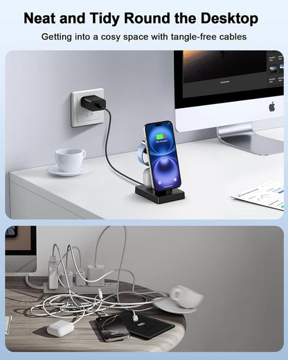 30W Fast Charging Station for Apple Devices - ADADPU 3 in 1 USB C Charger Stand for iPhone 17 16 15 Pro Max Plus & AirPods 4,Wireless Charger Dock Compatible with Apple Watch Ultra/10/9/8/7/6/5/4/3/SE