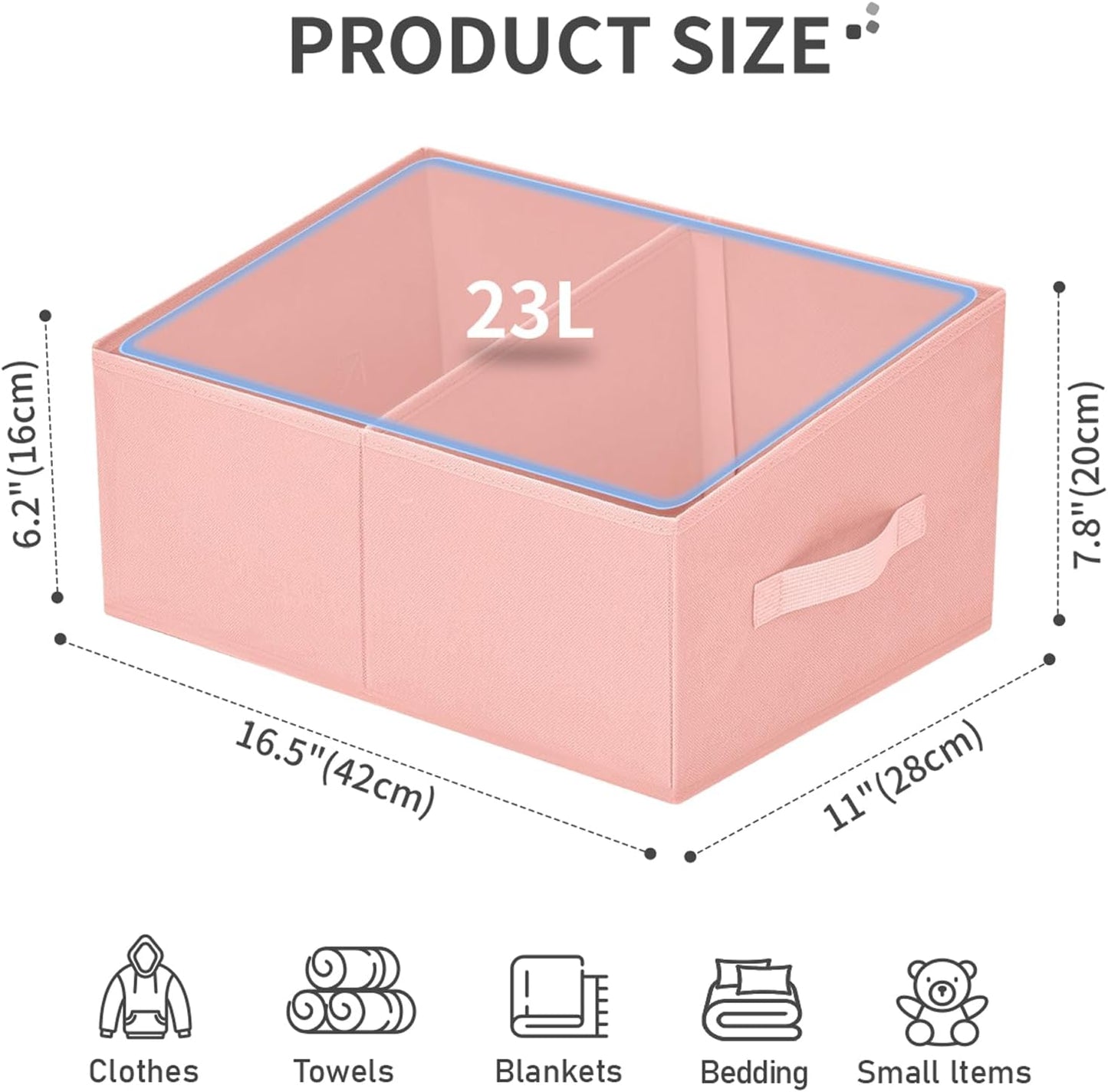 DIMJ Closet Storage Bins, 6 Pack Storage Baskets for Shelves, Foldable Closet Organizer with Handle, Linen Closet Organizers and Storage for Clothes, Toys, Towel, Books (Black)