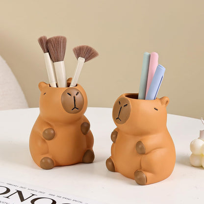 Pen Holder for Desk, Ceramic Capybara Cute Pencil Holder, Makeup Brush Holder, Desktop Organizer Storage Pen Cup for Office Home Decor