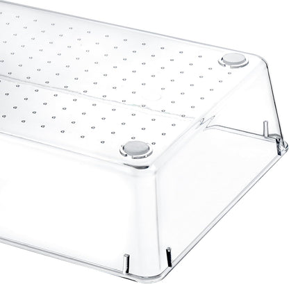 Kingrol 6 Pack 12 x 6 x 2 Inch Clear Drawer Organizer Trays, Desk Drawer Divider Storage Bins, Storage Box Set for Utensils Junks Vanities Makeups Jewelry Office Craft Supplies