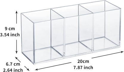 elysolpluv Clear Acrylic Silverware & Pen Organizer Caddy, Transparent Plastic Silverware Holder, Perfect for Office, Bedroom, and Bathroom Storage