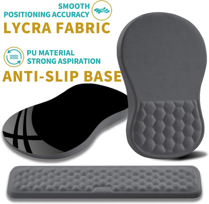 Hokafenle 2 in 1 Ergonomic Mouse Pad Wrist Support & Wrist Rest for Computer Keyboard Set, with Relieve Carpal Tunnel Pain Massage Bulge and Full Memory Gel Design (2In1 Set, Light Green)