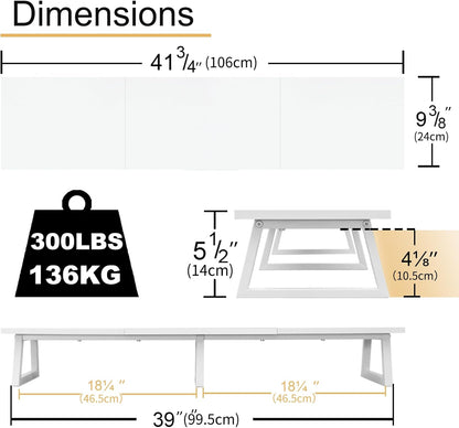 TEAMIX 42 inch Large [Dual] [Monitor] [Riser],Rustic Brown Extra Long TV [Stand Wood & Steel Desktop [Riser] with Storage for [Dual] Screen Office Desk Organization