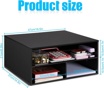 EMERIT Printer Stand Shelf with Storage Wood Desk Paper Organzier for Home/Office,Printer Riser, 2 Tire