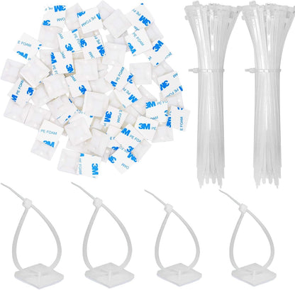 140 Pack 3/4" Zip Tie Adhesive Mounts Self Adhesive Cable Base Holders with Multi-Purpose Tie wire clips with screw hole,Anchor stick on wire holder,Black
