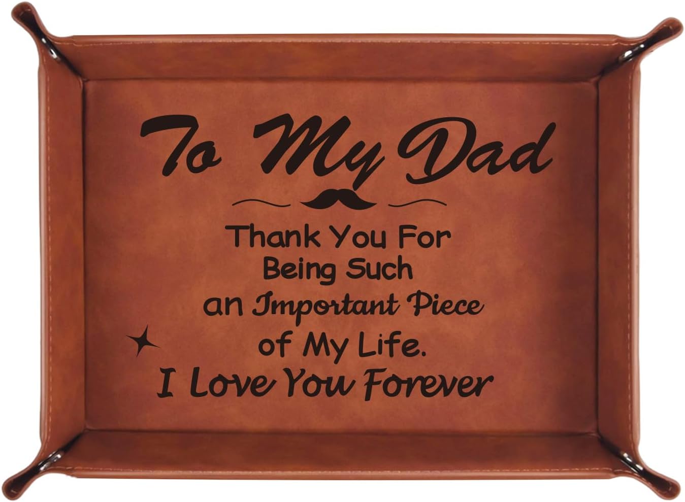 To My Dad Gifts,Leather Tray Engraved Personalized Gifts Unique Dad Birthday Gifts from Daughter Son,Valet Tray Desktop Storage Organizer (I know DAD)