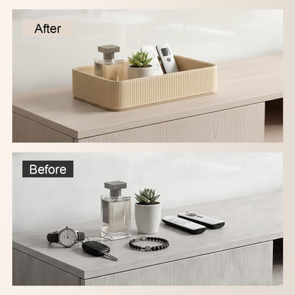 Desk Organizer Tray,PU Leather Valet Tray Modern Nightstand Organizer,Decorative Vanity Trays for Key Watch Wallet Perfume,Keeps Things Organized,Bedside Desktop Storage