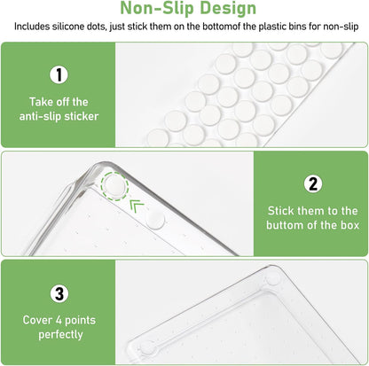 6 Pack Drawer Organizers, Plastic Clear Acrylic Non Slip Non Cracking kitchen drawer organizer Stackable Bathroom Drawer Organizer Trays, Storage Bins for Makeup, Bathroom, Kitchen Office