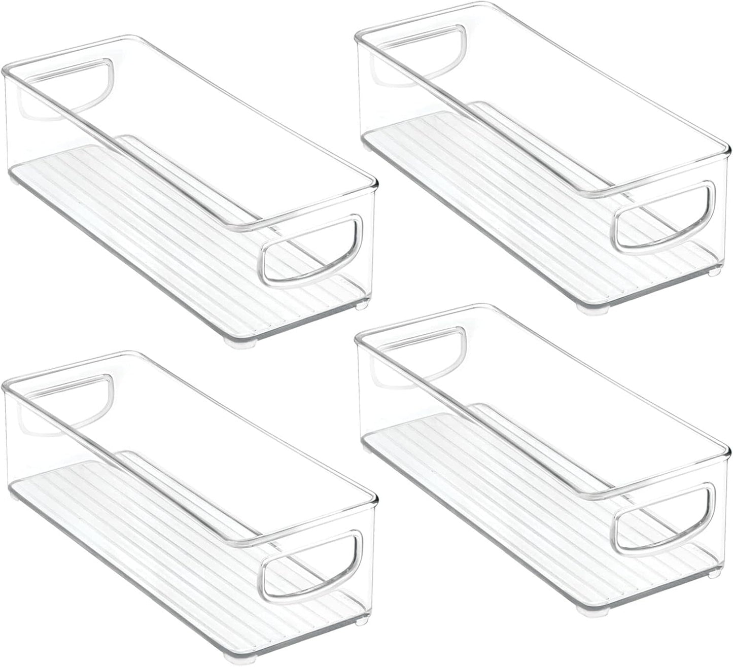 mDesign Plastic Office Supply Organizer - Storage Holder Bin with Handles for Desk Drawer, Cabinet - Pencil, Pen, Envelope and Supplies Container Basket - Ligne Collection - 2 Pack - Clear