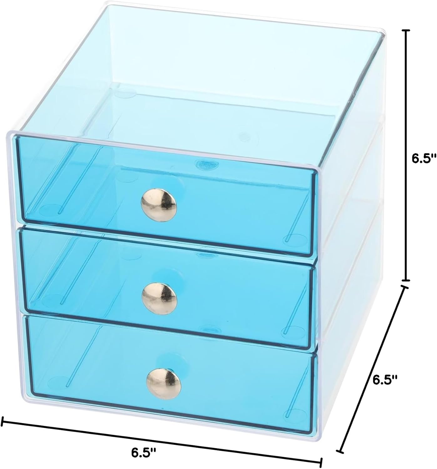 iDesign 3-Drawer Plastic Vanity Organizer, Compact Storage Organization Drawers Set for Cosmetics, Dental Supplies, Hair Care, Bathroom, Dorm, Desk, Countertop, Office, 6.5" x 6.5" x 6.5", White