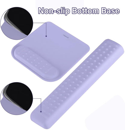 MOSISO Computer Keyboard Stand&Wrist Rest Support for Keyboard &Mouse Pad Set, Ergonomic Massage Wrist Rest Set, Easy Typing Working Acrylic Clear Stand for Office Home, Apricot