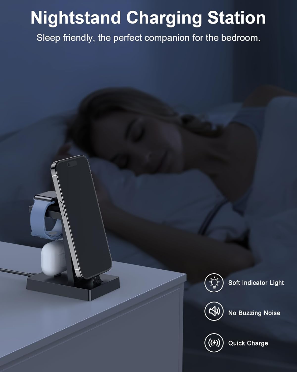 30W Charging Station for Multiple Devices - ADADPU 3 in 1 Charger Stand for iPhone 14/13/12/11/XR/XS/X/8/7(Not for iPhone 15/16/17 USB C), Charging Dock for AirPods Apple Watch Series 8/7/6/5/4/3/2/SE