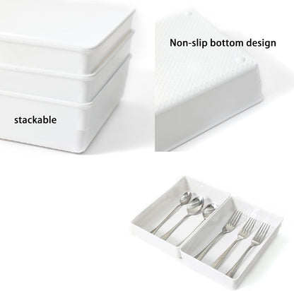 Mesh Tray Silverware Drawer Organizer, Utensil Cutlery Tray Office Supplies with Interlocking Arm Drawer Dividers Organizer for Flatware, Knives,Home,Office, School,Bedroom 12X6'' Black