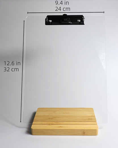 A5 Half Letter Clipboard with Stand,Clear Acrylic Freestanding Memo Size Clipboards,Document Typing Paper Stand,Menu Display Board,Receipt Holder (6"×9")