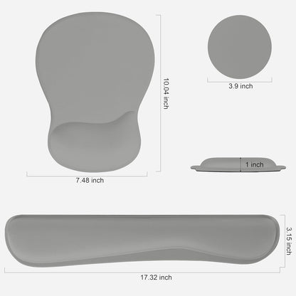 RICHEN Wrist Rest Support for Mouse Pad&Keyboard Set with Coaster,Concave Curved Memory Foam, Non-Slip Base Pain Relief Comfortable Easy Typing Pad for Home/Office (Lavender Purple)