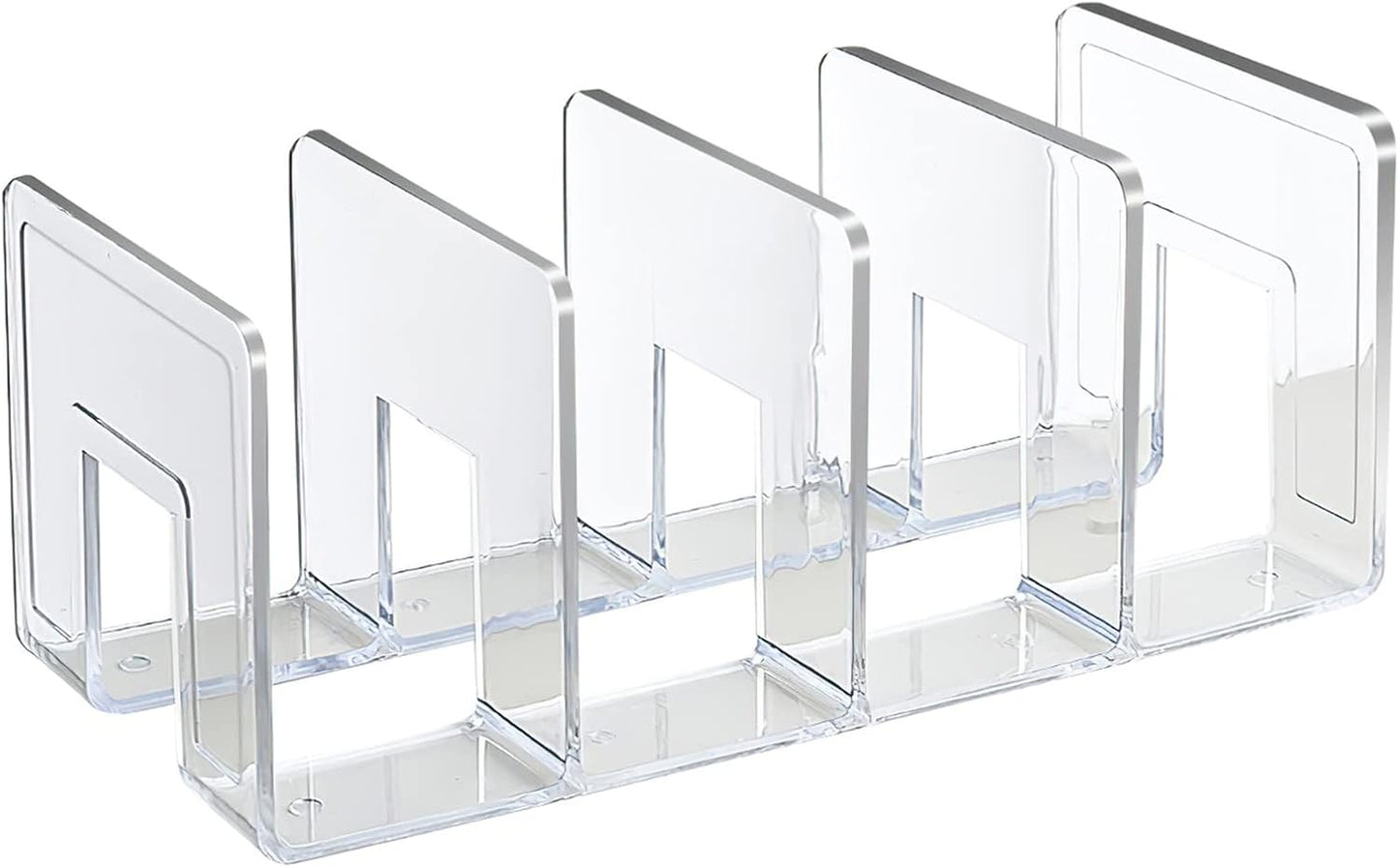 SAYEEC Acrylic File Holder, Clear File Sorter Desk File Organizer, Sturdy Desktop File Folder Organizer Rack for Envelopes Mail Letter Paper Notebook Electronics Office Supplies (4 Sections, 2 Pack)