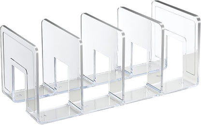 SAYEEC Acrylic File Holder, Clear File Sorter Desk File Organizer, Sturdy Desktop File Folder Organizer Rack for Envelopes Mail Letter Paper Notebook Electronics Office Supplies (4 Sections, 2 Pack)