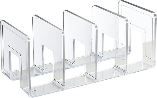 SAYEEC Acrylic File Holder, Clear File Sorter Desk File Organizer, Sturdy Desktop File Folder Organizer Rack for Envelopes Mail Letter Paper Notebook Electronics Office Supplies (4 Sections, 2 Pack)