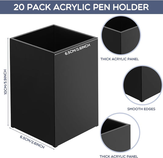 Crtiin 20 Pieces Acrylic Pencil Holder Makeup Brush Holder Pen for Desk Pencil Cup Acrylic Desk Accessories Desktop Stationery Organizer for Office School Home Supplies(Clear)