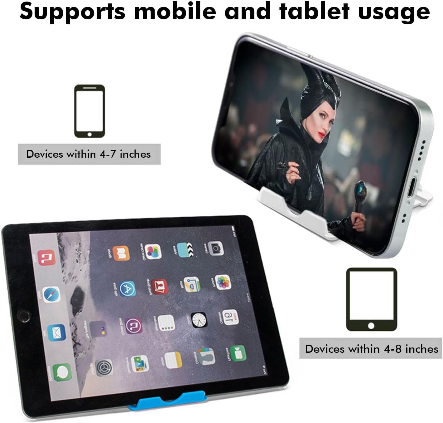 Portable Cell Phone Stand Holder for Desk, 【2 Pack】 Foldable Pocket-Sized Adjustable Mount, Universal Desktop Kickstand Compatible with iPhone, iPad, Kindle & Android Devices - White & White