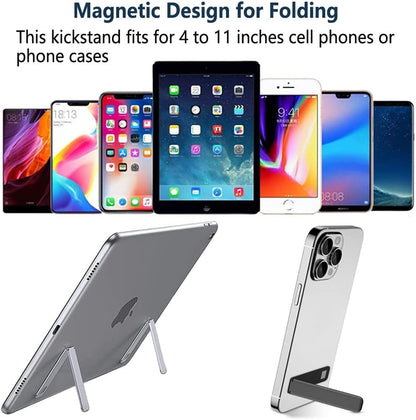 Kinizuxi Cell Phone Kickstand,Vertical and Horizontal Aluminum Phone Stand for Desk, Adjustable Phone Holder Stand for Desk Compatible with iPhone 14/13/12 Samsung Huawei All Smartphones-Silver