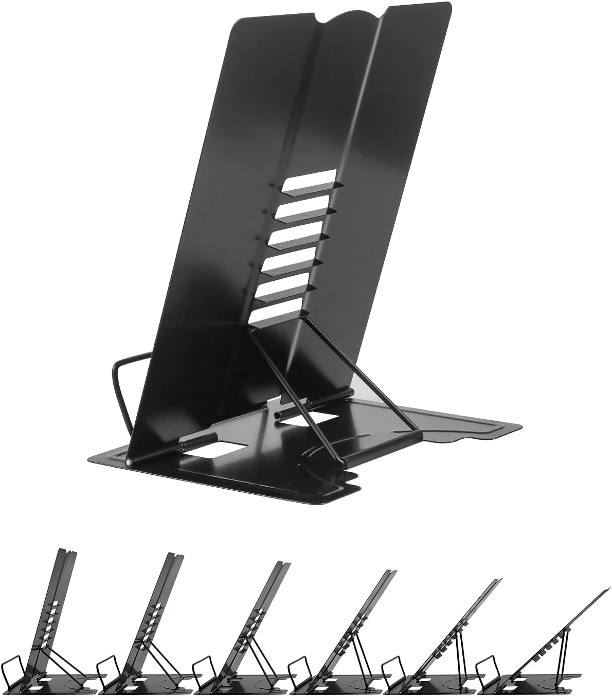 Large Desk Book Stand Metal Reading Rest Book Holder Adjustable Document Cookbook Holder Portable Bookstands for Recipes Textbooks Music Books Birthday Gift for Age 3,4,5,6,7,8,9,10+ Boys Girls(Black)