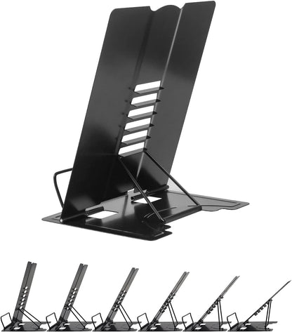 Large Desk Book Stand Metal Reading Rest Book Holder Adjustable Document Cookbook Holder Portable Bookstands for Recipes Textbooks Music Books Birthday Gift for Age 3,4,5,6,7,8,9,10+ Boys Girls(Black)