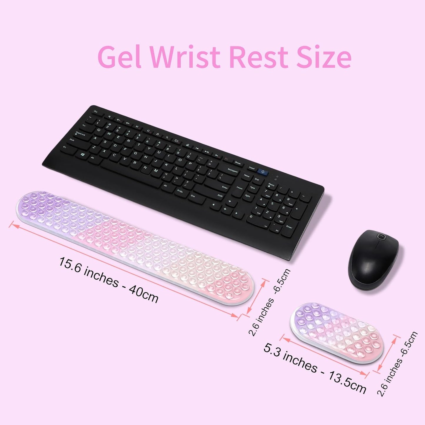 MEGREZ Clear Gel Wrist Rest for Keyboard and Mouse, Cute Crystal Gel WristRest, Ergonomic Wrist Rest Set, Cloud Wrist Rest Keyboard, Pink