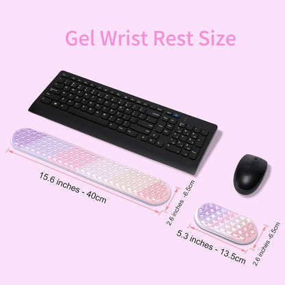 MEGREZ Clear Gel Wrist Rest for Keyboard and Mouse, Cute Crystal Gel WristRest, Ergonomic Wrist Rest Set, Cloud Wrist Rest Keyboard, Pink