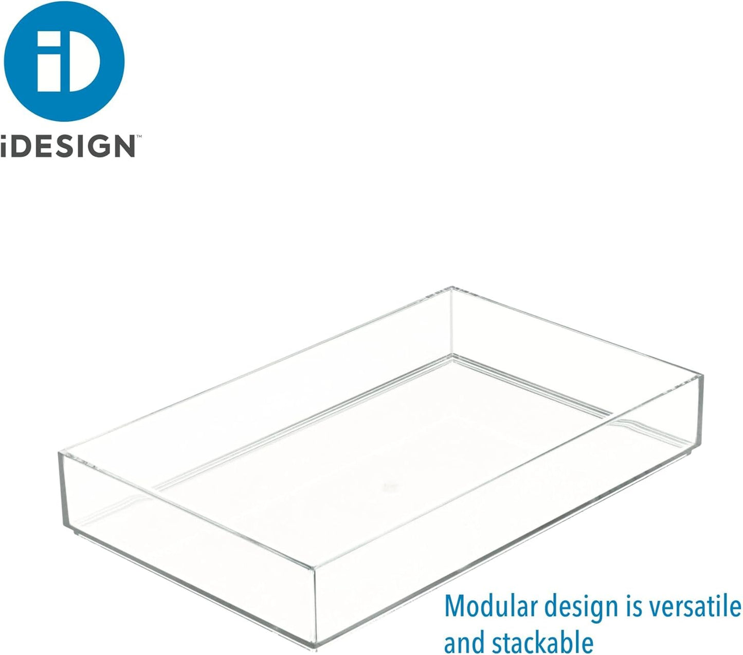 iDesign Makeup Drawer Organizer Tray for Vanity or Bathroom Countertop - Set of 2 - Clear