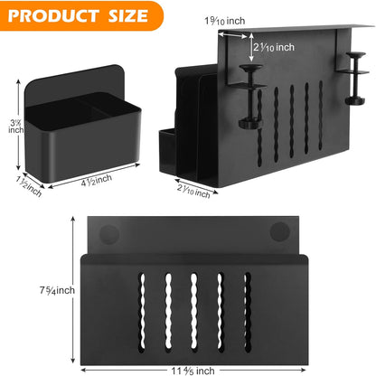 Desk Side Storage, Under Desk Laptop Mount, Table Side Hanging File Organizer, No Drill Clamp On Cable Management Tray, Laptop Holder with Magnetic Pen Holder for Office and Home