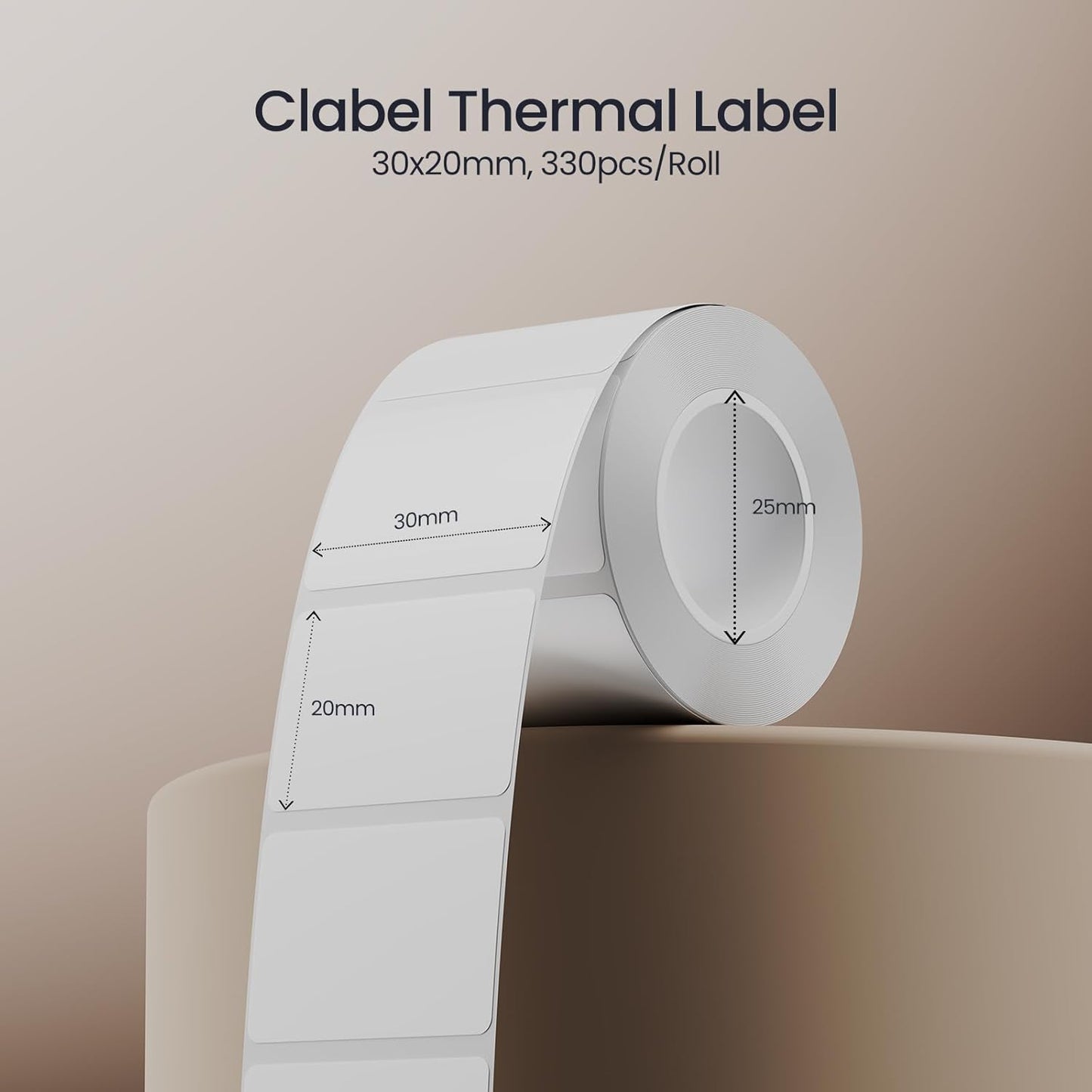 Clabel Printable White Cable Labels 6 Rolls of Thermal Self-Adhesive Paper Labels Tape, 25x78mm (1"x3") 100 Sheets Per Roll, Black Print on White Sticker Tags Durable