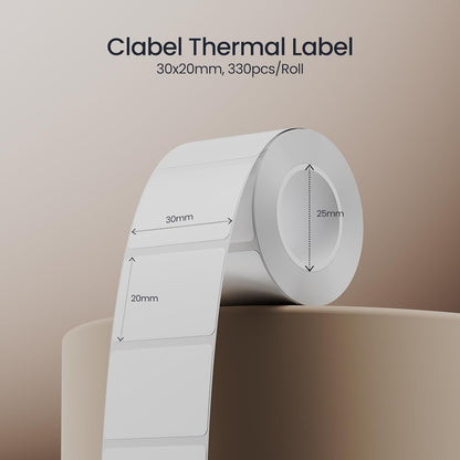 Clabel Printable White Cable Labels 6 Rolls of Thermal Self-Adhesive Paper Labels Tape, 25x78mm (1"x3") 100 Sheets Per Roll, Black Print on White Sticker Tags Durable