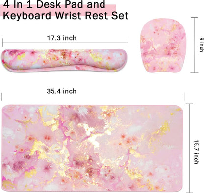 Memory Foam Set Wrist Rest Pad & Mouse Wrist Rest Support,Ergonomic Design for Office,Home,Laptop,Desktop Computer,Gaming Keyboard - Pink
