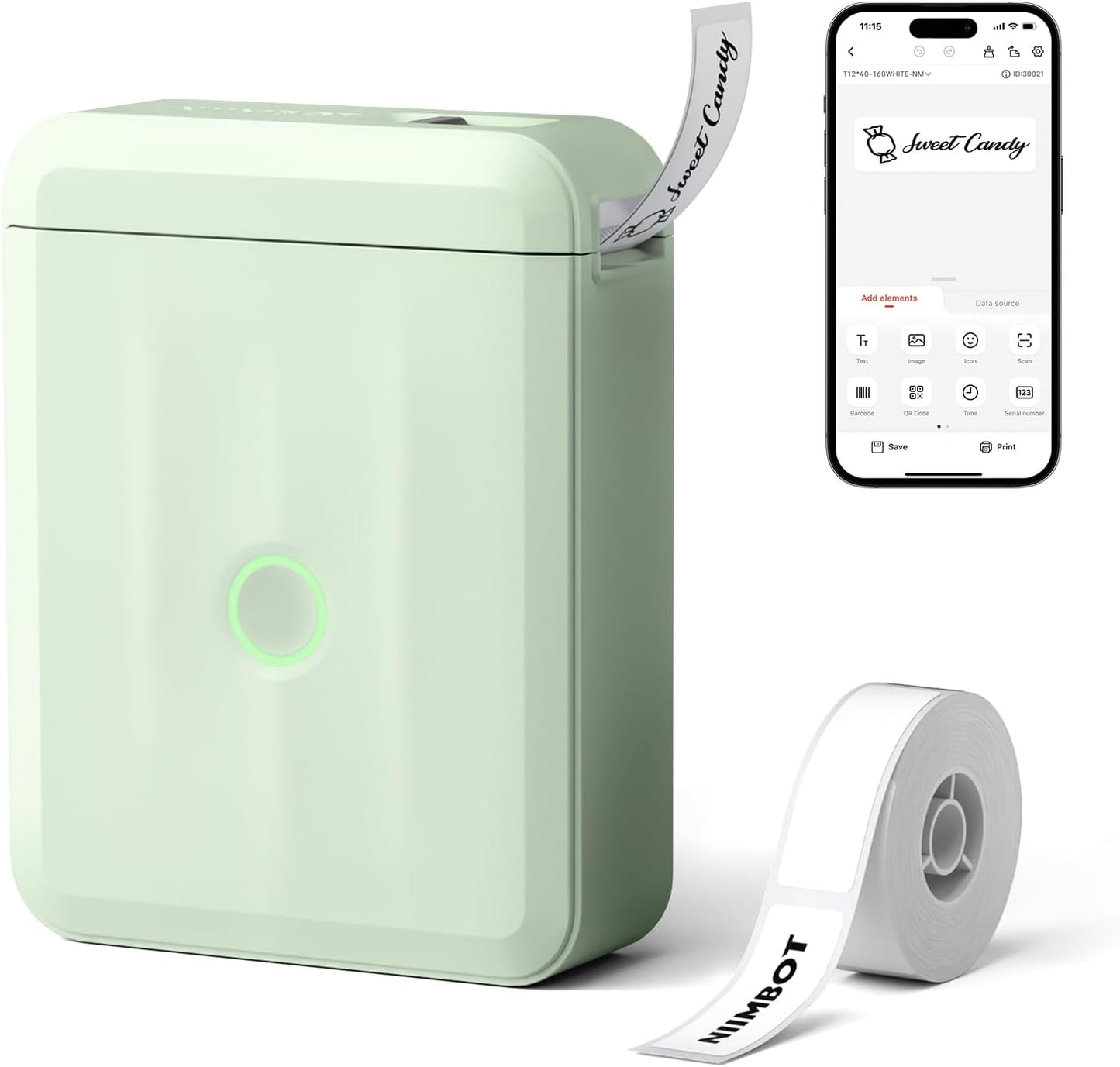 NIIMBOT D110 Upgraded Version Mini Label Maker Machine with Tape, Portable Bluetooth Thermal Printer, Sticker Labeler with Multiple Templates for Office Organization Home Kitchen School, White