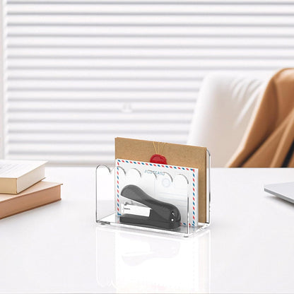 YAGELI 2 Pack 3-Slot Acrylic Mail Organizer for Desktop – Scalloped Clear Document Sorter, Vertical File Holder for Office/Home, Space-Saving Desk Organizer for Letters,Envelope,Bills,Stationery