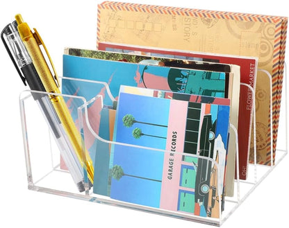 Picowe Acrylic Mail Organizer, 3-Tier Desktop File Holder for Letters, Envelopes, Bills, Paper, Desk Organizer Vertical Letter Sorter for Office and Home