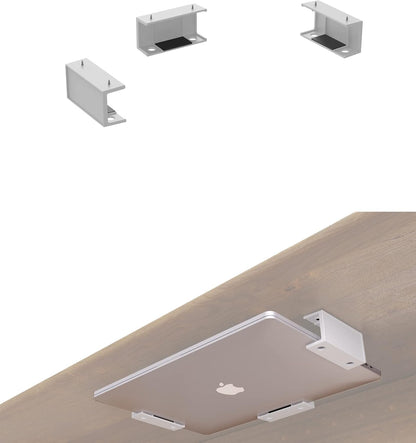 Under Desk Laptop Mount Under Desk Laptop Drawer with Adhesive & Screw Fit for Macbooks, Keyboard, Routers, Modems, Cable Box, Network Switch and More (Black)