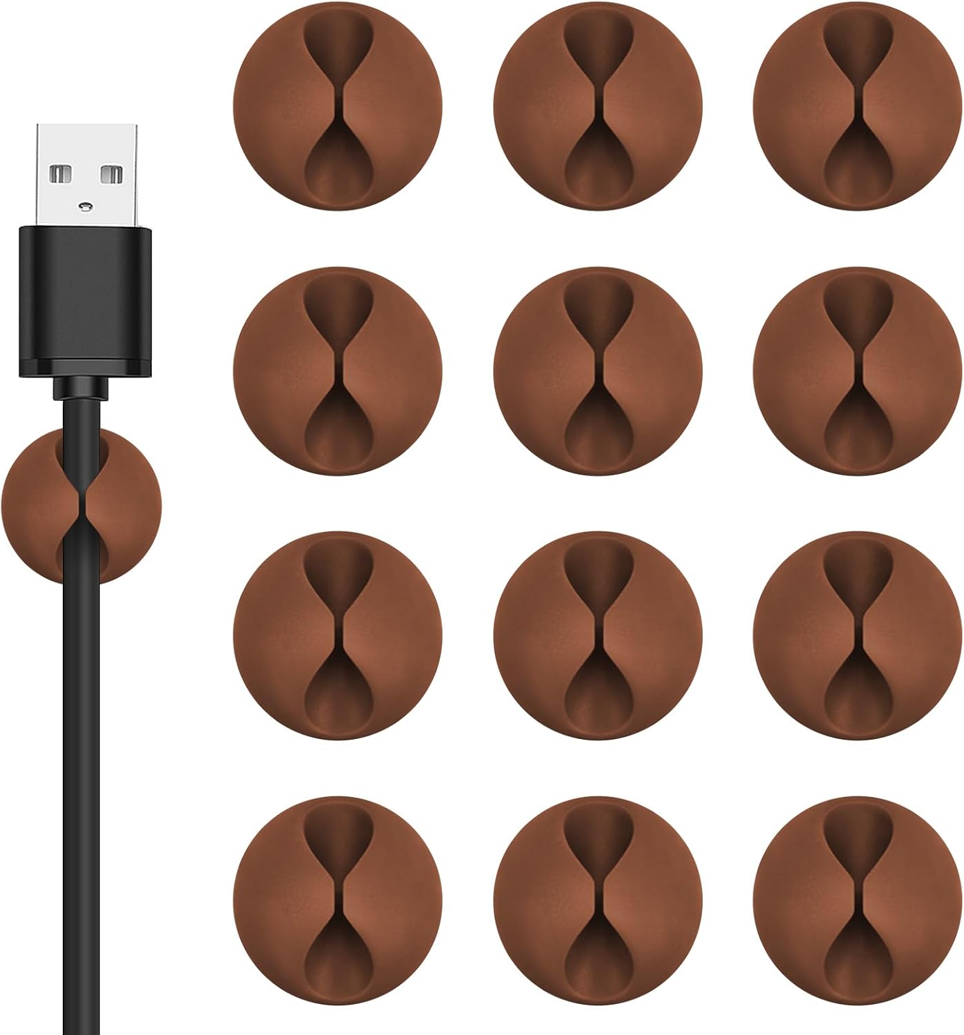 Flezoo Cord Holder Cable Holder, 12PCS Black Adhesive Cable Clips Cord Organizer Charger Holder Wire Management Keeper for Nightstand, Office, Desk or Mouse