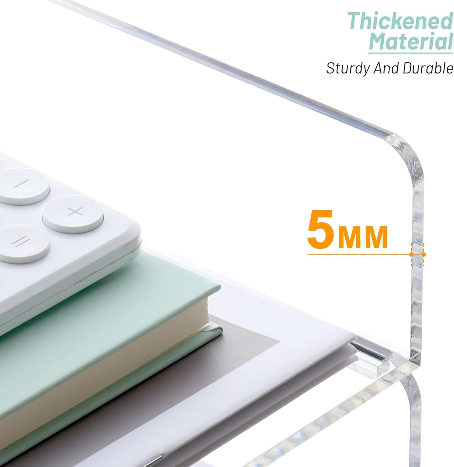 SANRUI Paper Organizer for Desk,Acrylic Stackable Letter Tray, Clear Desk Organizer, Paper Sorter for Office,Home or School,2-Pack