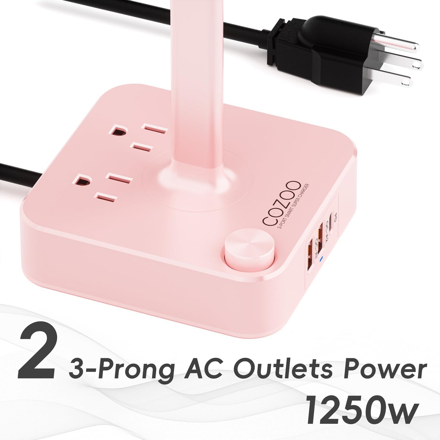 COZOO Headphone Stand with USB Charger Desktop Gaming Headset Holder Hanger with 3 USB Charging Station and 2 Outlets Power Strip,Suitable for Gaming, DJ,Wireless Earphone Display, Gamer Gifts for Men