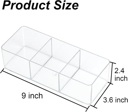 ZEXALOR Clear Drawer Organizer, 6 Sections Eyeglass Sunglasses Organizer Holder, Drawer Dividers Office Desk Tray Bathroom Makeup Jewelry Trays (14×7×1.2")