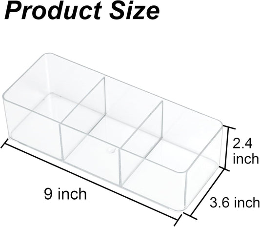 ZEXALOR Clear Drawer Organizer, 6 Sections Eyeglass Sunglasses Organizer Holder, Drawer Dividers Office Desk Tray Bathroom Makeup Jewelry Trays (14×7×1.2")