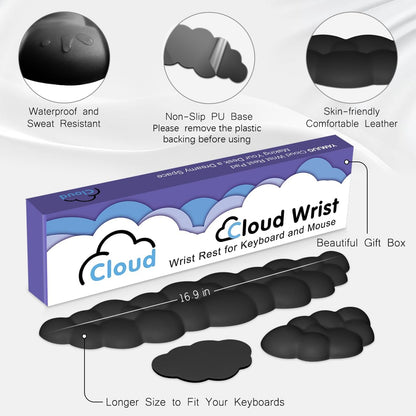 Cloud Wrist Rest Keyboard Palm Rest with Non-Slip Base for Computer Gaming Wrist Rest, YAMJUG Cloud Arm Rest Keyboard Wrist Pad Rainbow