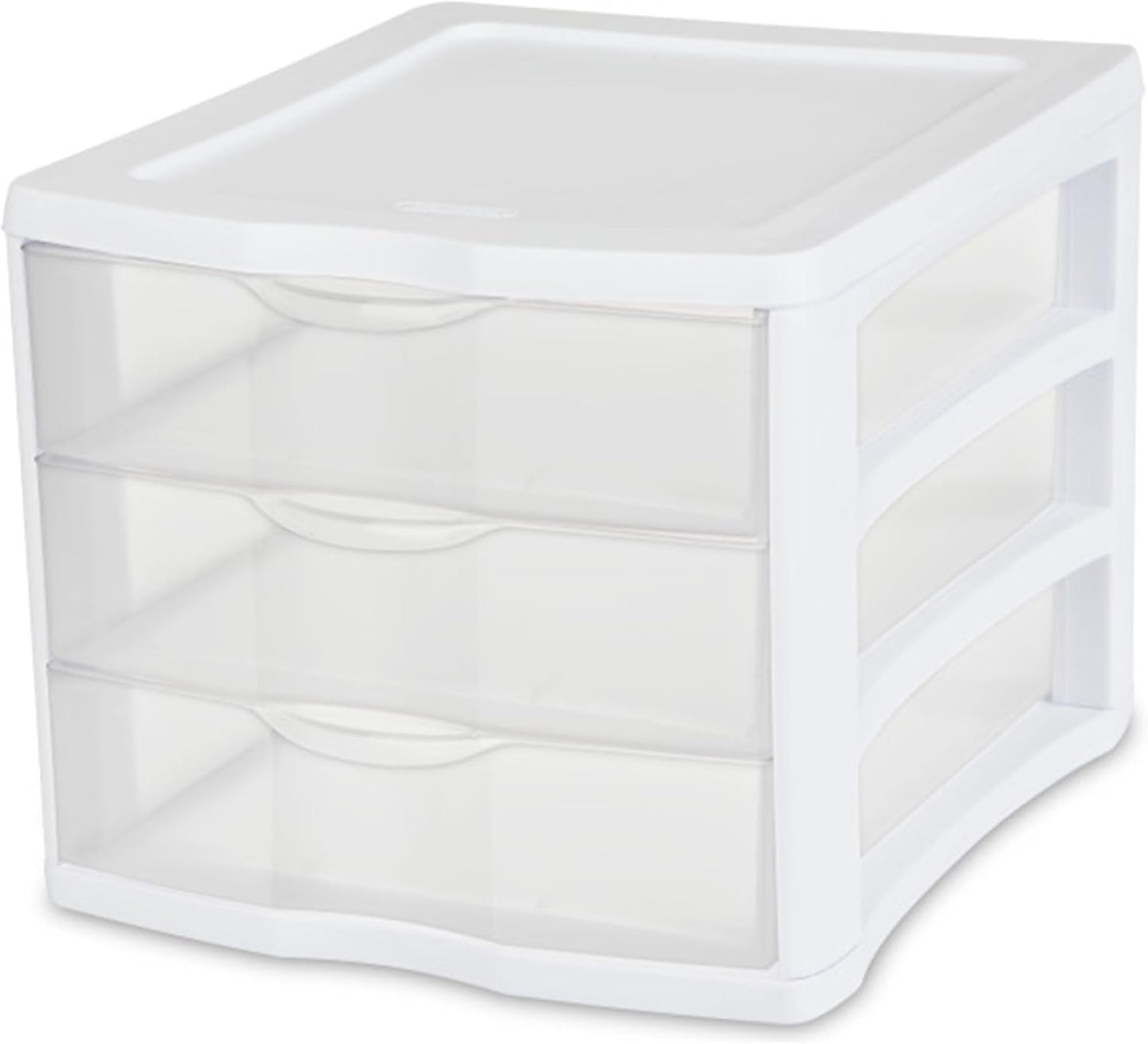 Sterilite 4-Pack 3 Drawer Unit, Stackable Plastic Organizer with Drawers, White Frame - Multi-Purpose Countertop Storage Containers for Office Supplies, Craft Rooms, Classrooms and Home Organization